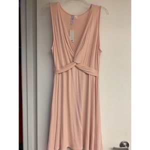 Midi length rose colored dress